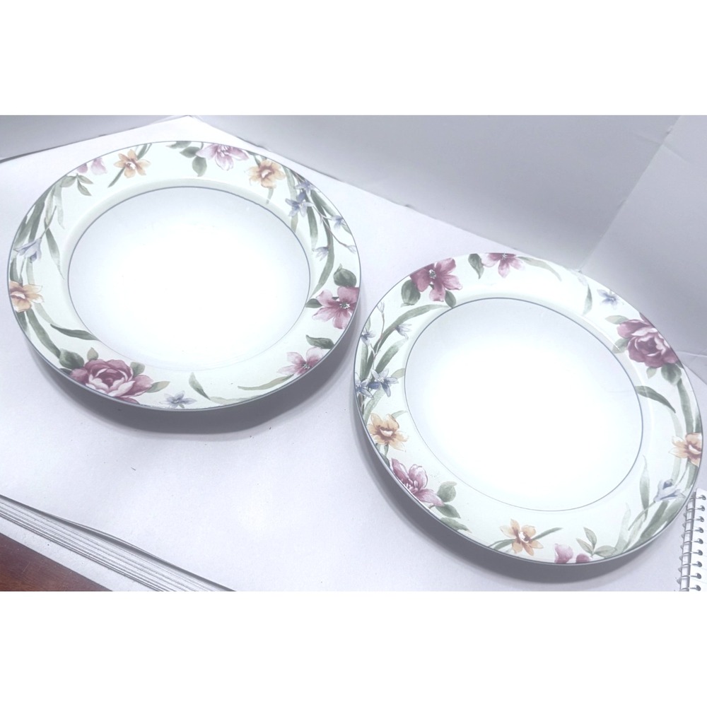 Coventry Spring Rooster Soup Salad Bowls Set of 2 Stoneware Farmhouse Floral 9"